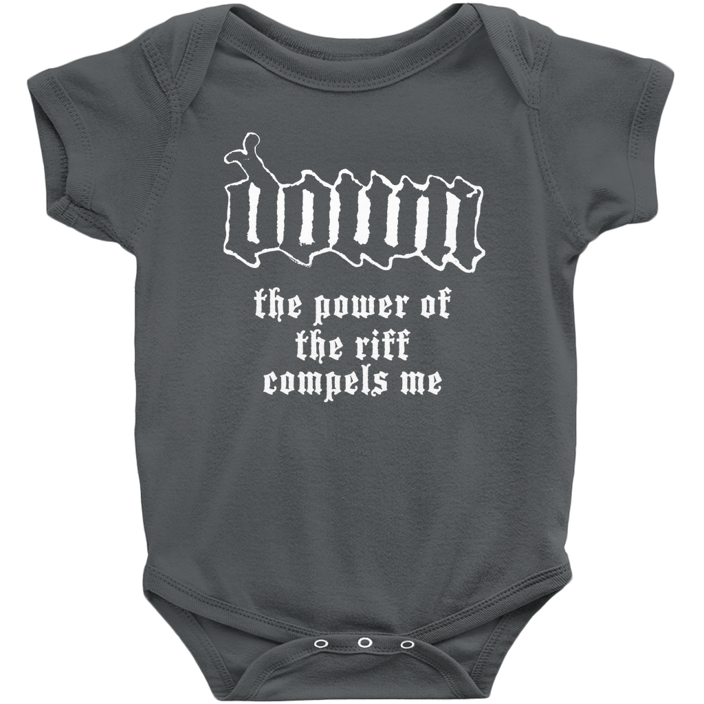 The Power of the Riff Compels Me Onesies