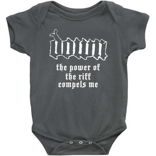 The Power of the Riff Compels Me Onesies